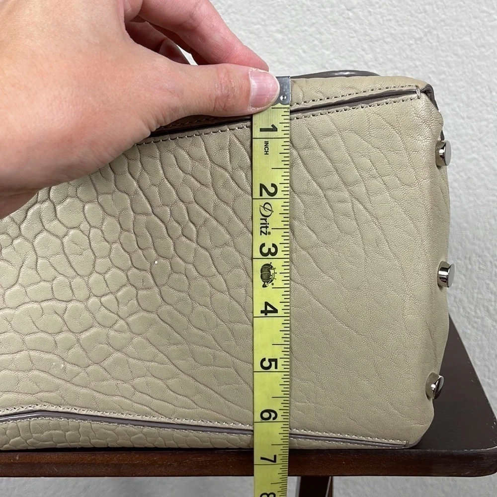 Jimmy Choo Lockett Large Shoulder Bag Hand Bag Satchel Cream Pebbled Leather